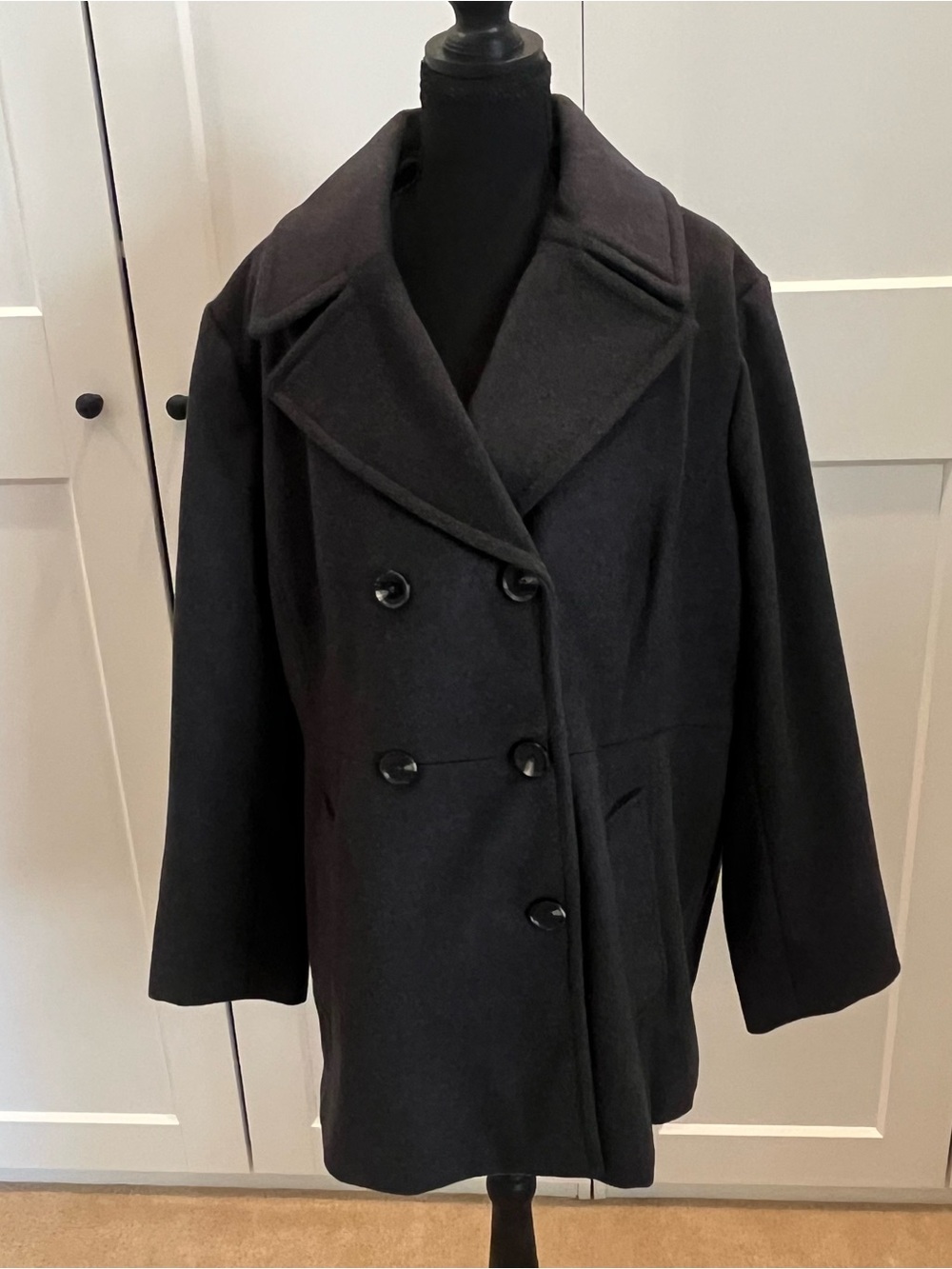 NWOT Michael Kors Double-Breasted Charcoal Gray Women’s Pea Coat in Wool Blend